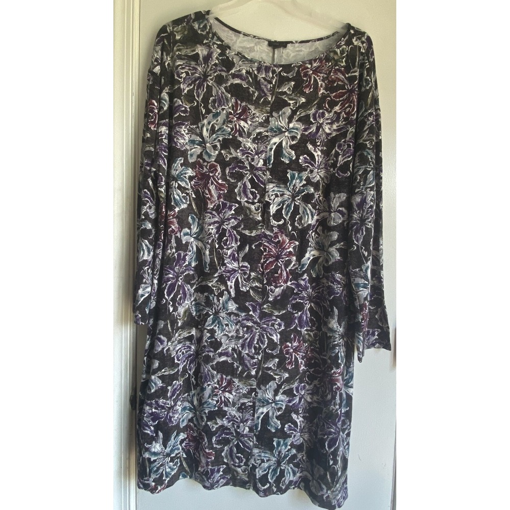 J. Jill Whatever Collection Brown Floral Shirt Dress Size‎ 2x